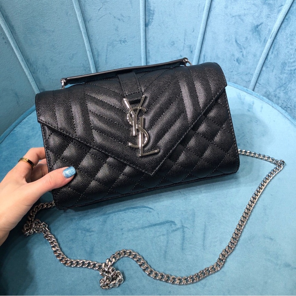 Saint Laurent Medium Envelope Monogram Matelassé Leather Shoulder Bag - Picture 2 of 9